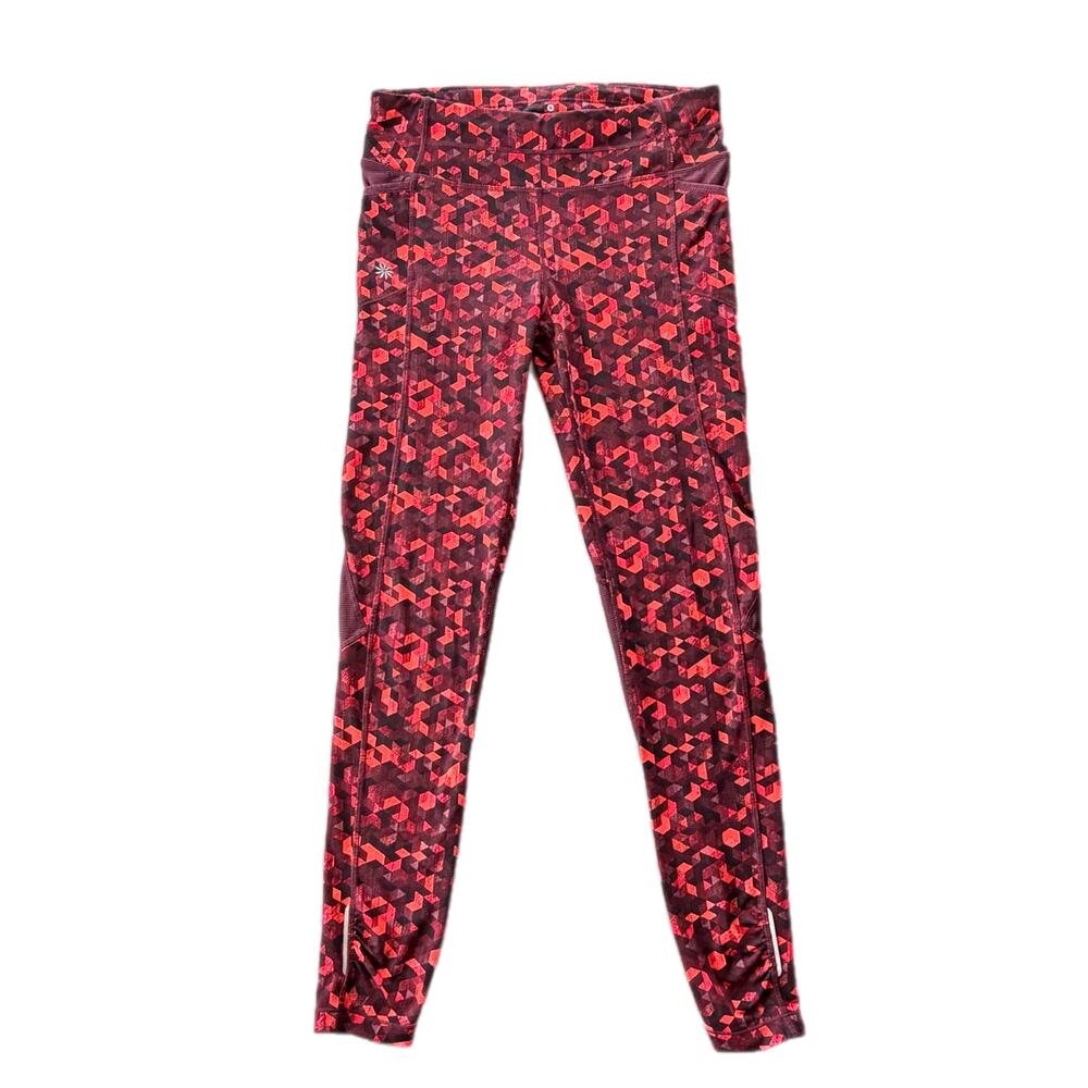 Athleta Triangular Be Free Red Abstract Print Ankle Athleisure Workout Leggings